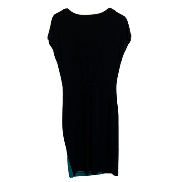 KOMAROV Dress Medium Color Block Jersey Knit Sheath Dress Asymmetric Ruched n11 - Picture 5 of 9